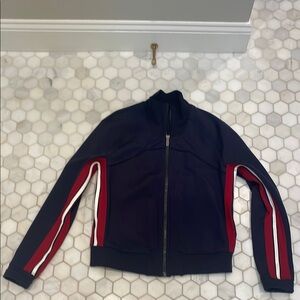 Lukulemon Navy Jacket with Red and White Stripes